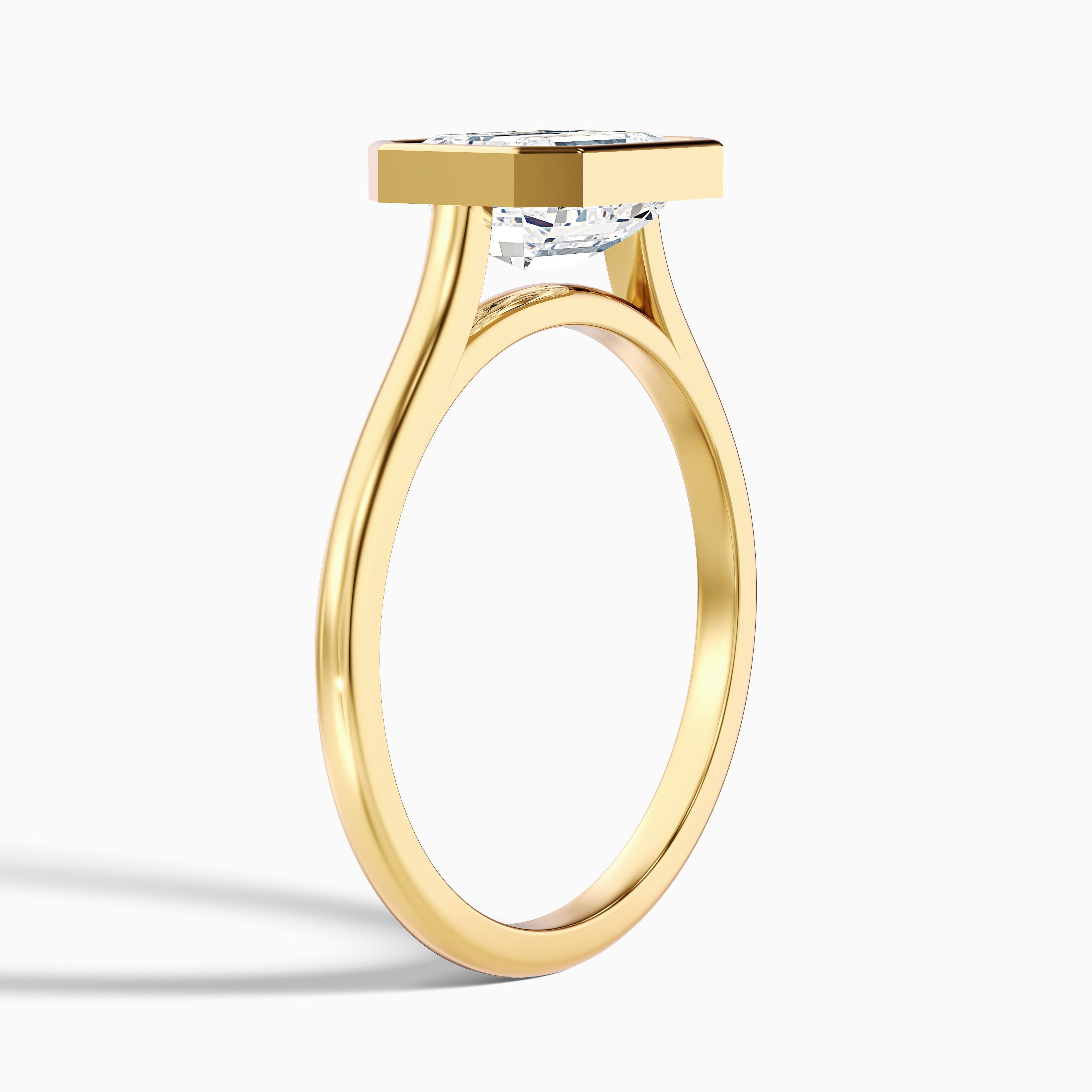 Briana 1.5 Carat Emerald East West Bezel Lab Grown Diamond Ring In 18k Yellow Gold