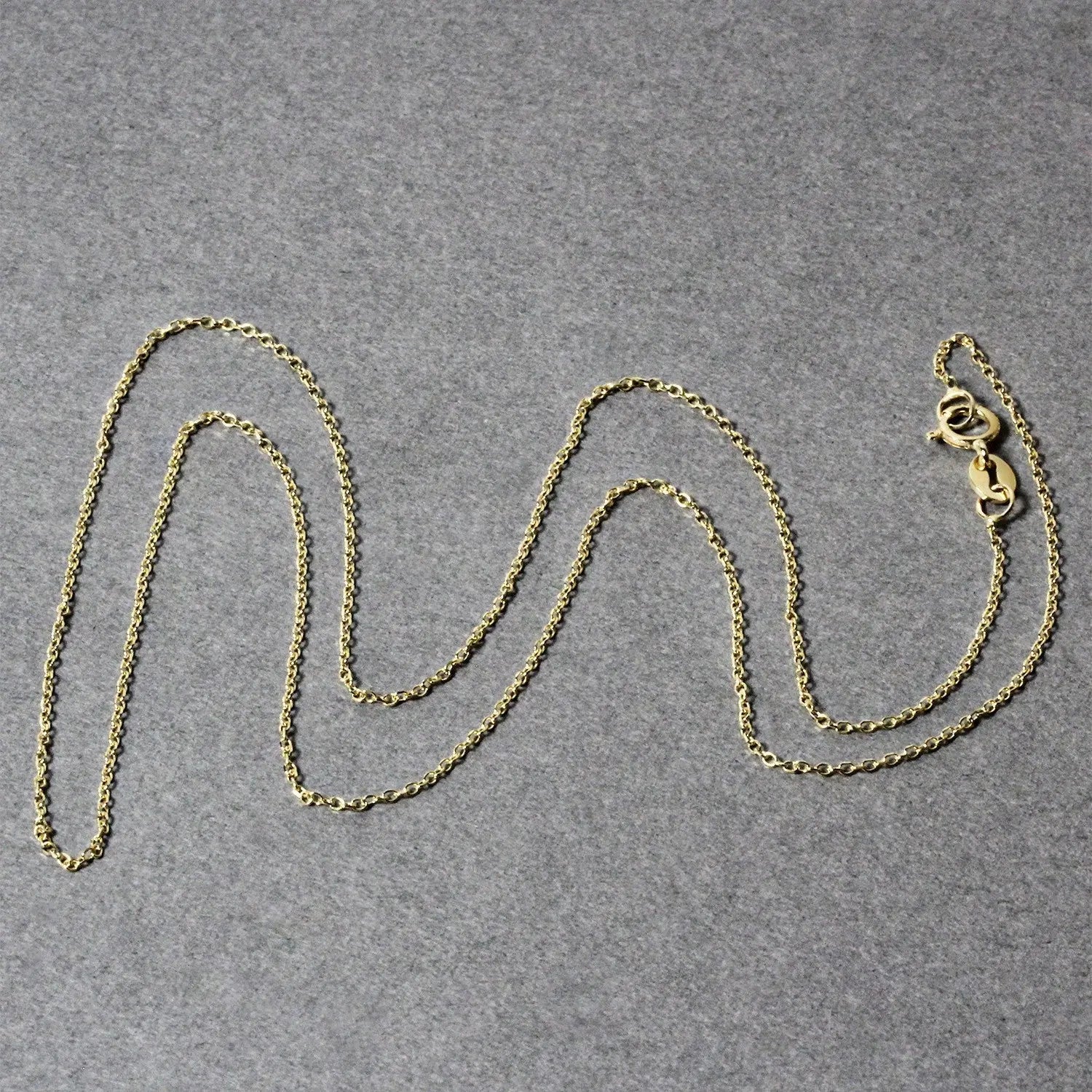14k Yellow Gold Diamond Cut Cable Link Chain 0.8mm