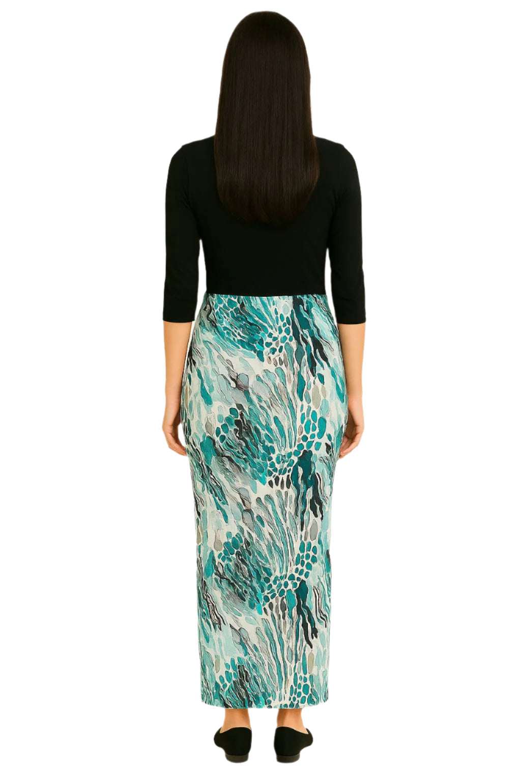 Printed Long Maxi Pencil Skirt in Lightweight Stretch Fabric by Kosher Casual USA