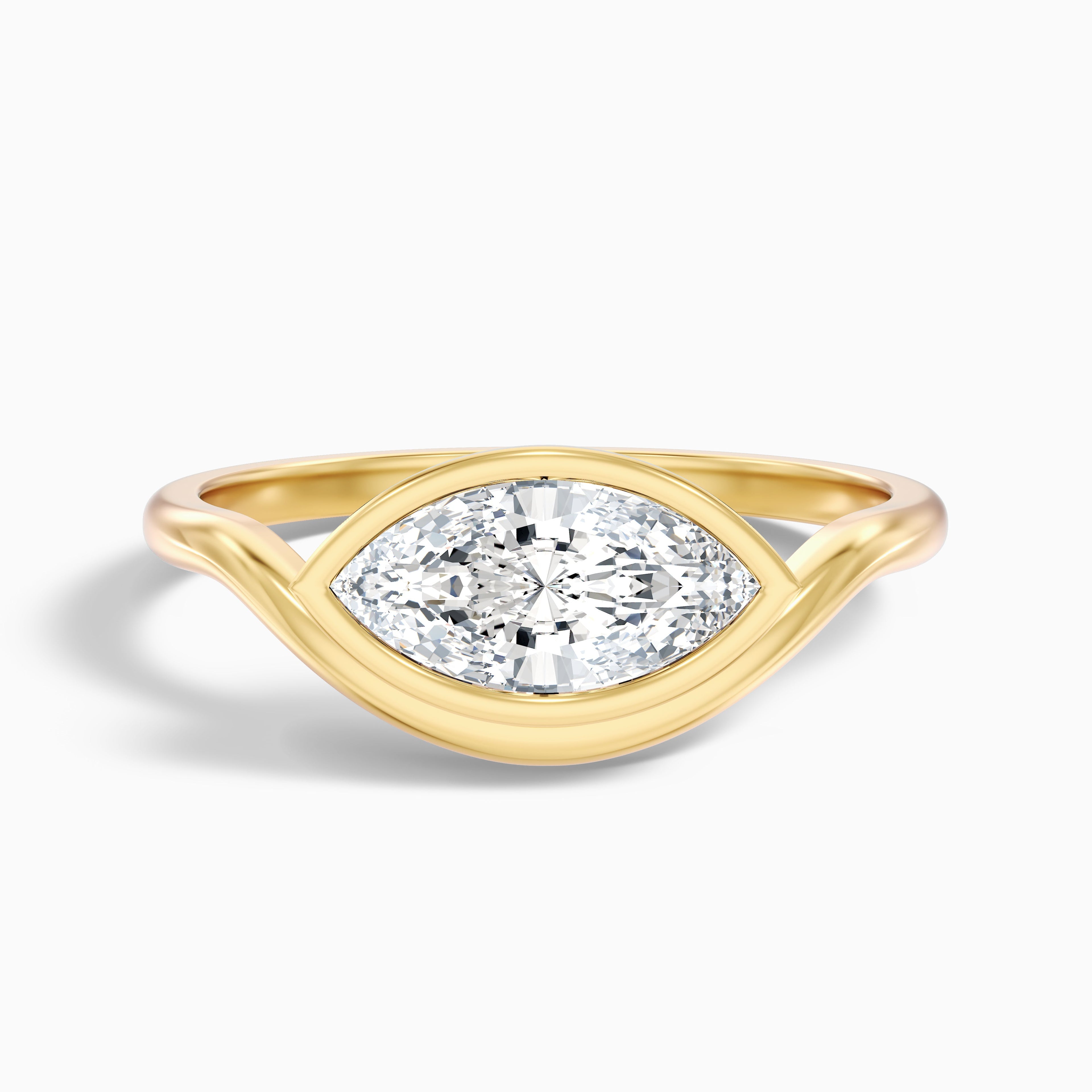 Kelsey 5 Carat Marquise East West Bezel Lab Grown Diamond Ring In 10k White Gold