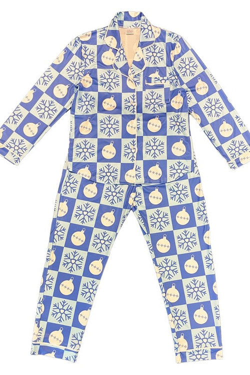 Women's Holiday Christmas Pajama Set - Button Front Top & Drawstring Pants