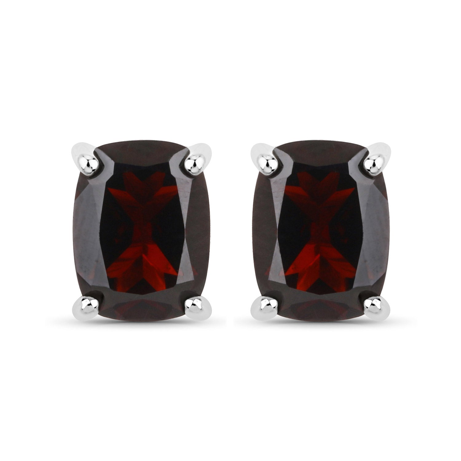 18K White Gold Plated 3.50 Carat Genuine Garnet .925 Sterling Silver Earrings by Bids.com
