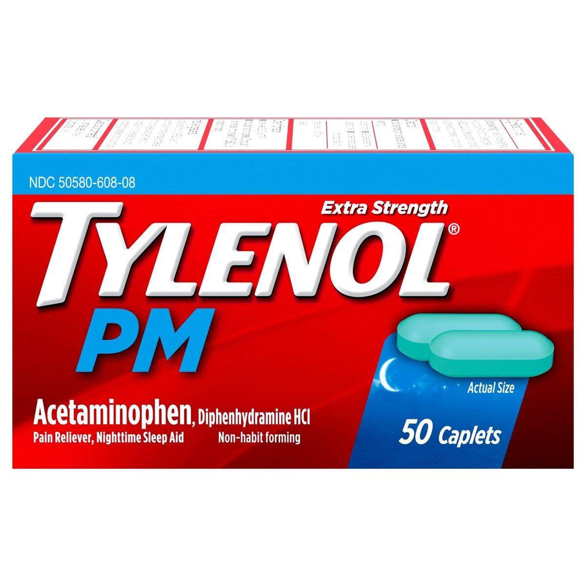 Tylenol PM Extra Strength Nighttime Pain Reliever & Sleep Aid Caplets, 500 Mg by Pasteur Pharmacy