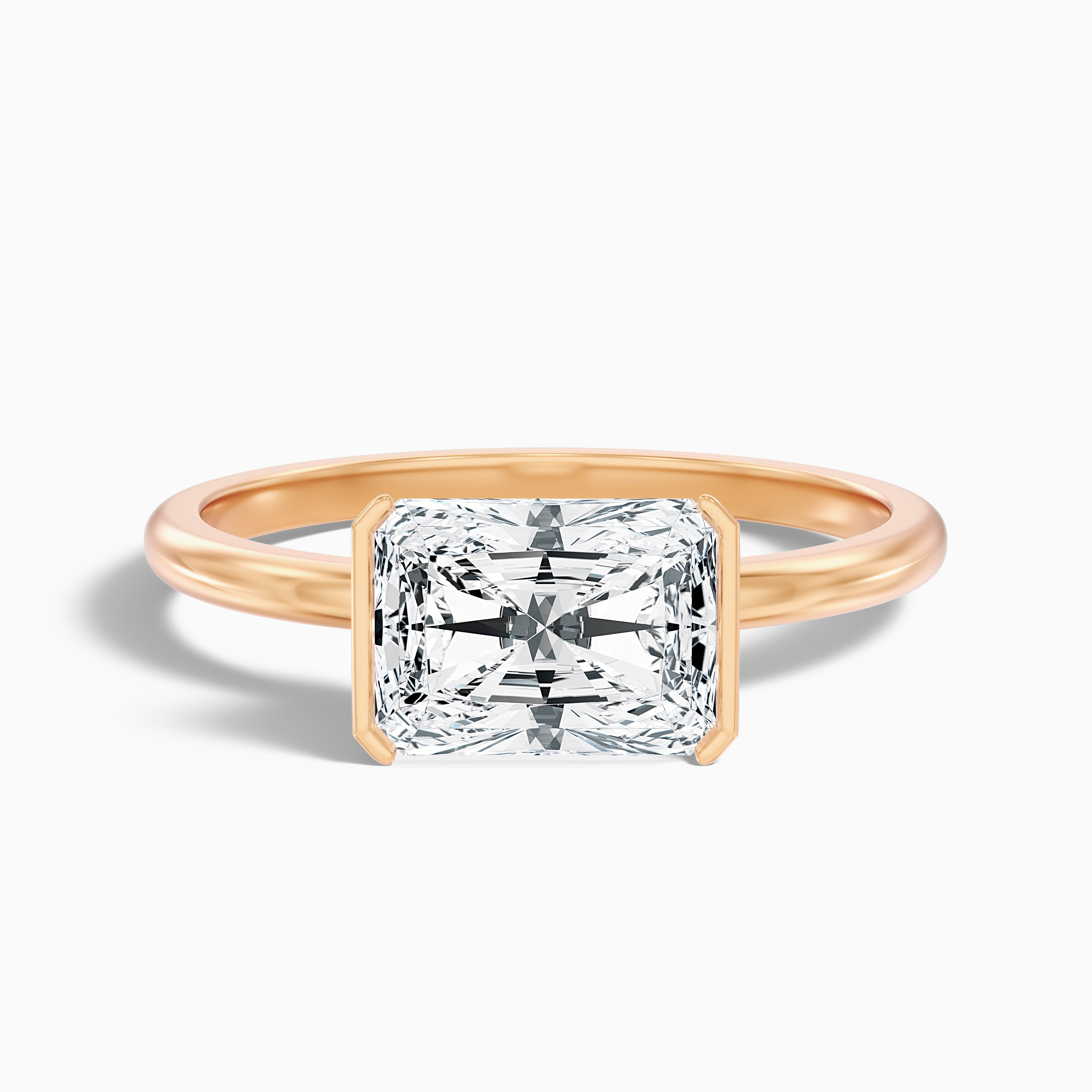 Jana 2 Carat Radiant Cut East West Half Bezel Lab Grown Diamond Ring in 14k White Gold