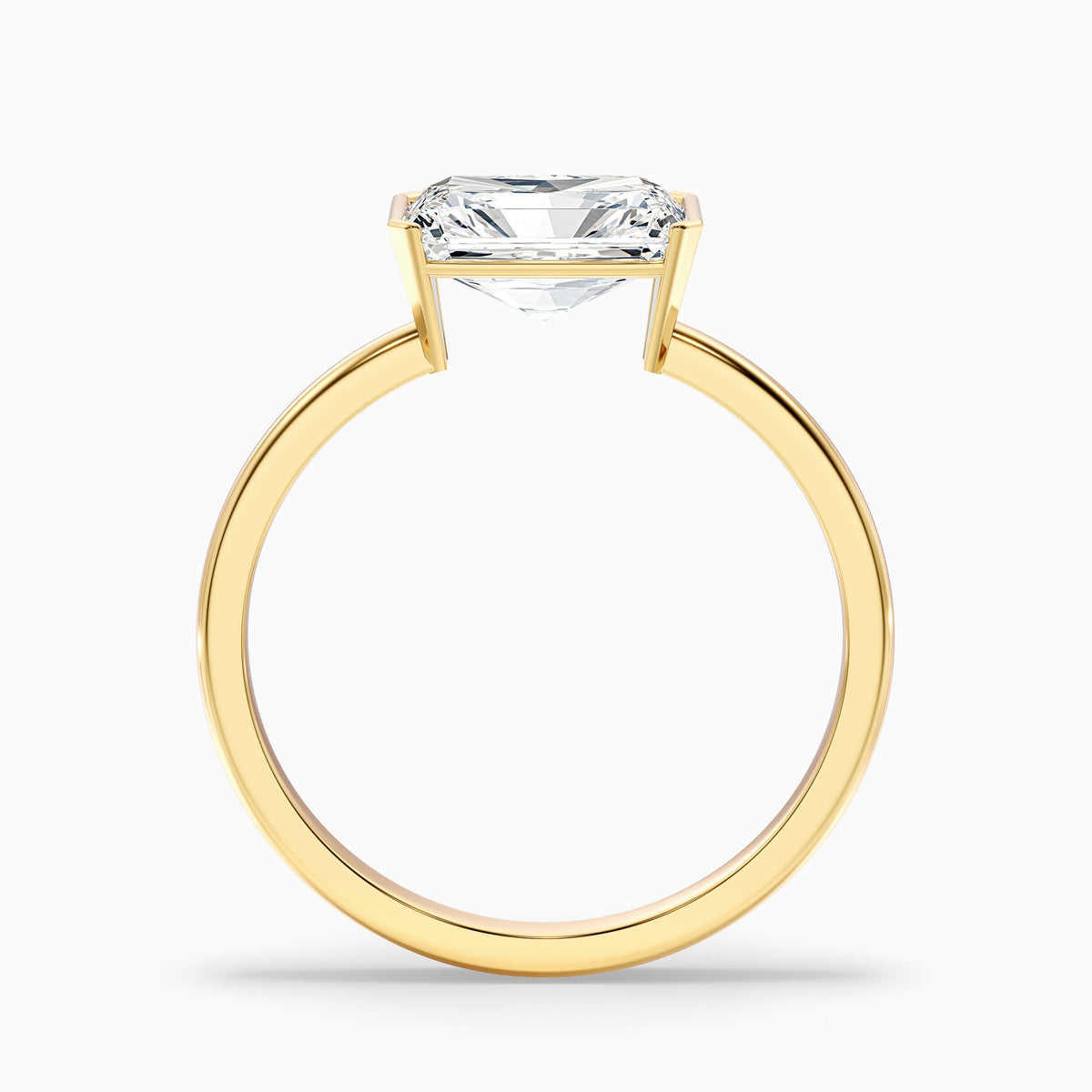 Jana 4 Carat Radiant Cut East West Half Bezel Lab Grown Diamond Ring in 14k Yellow Gold DestGlow
