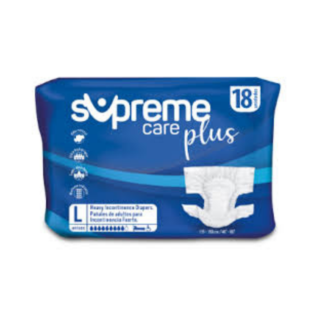 Supreme Care Plus Heavy Incontinence Diapers Large (18 Count) DestGlow
