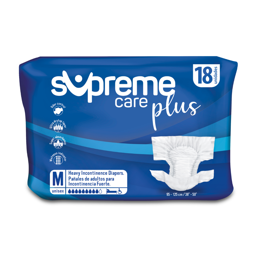 Supreme Care Plus Heavy Incontinence Diapers Medium (18 Count) DestGlow