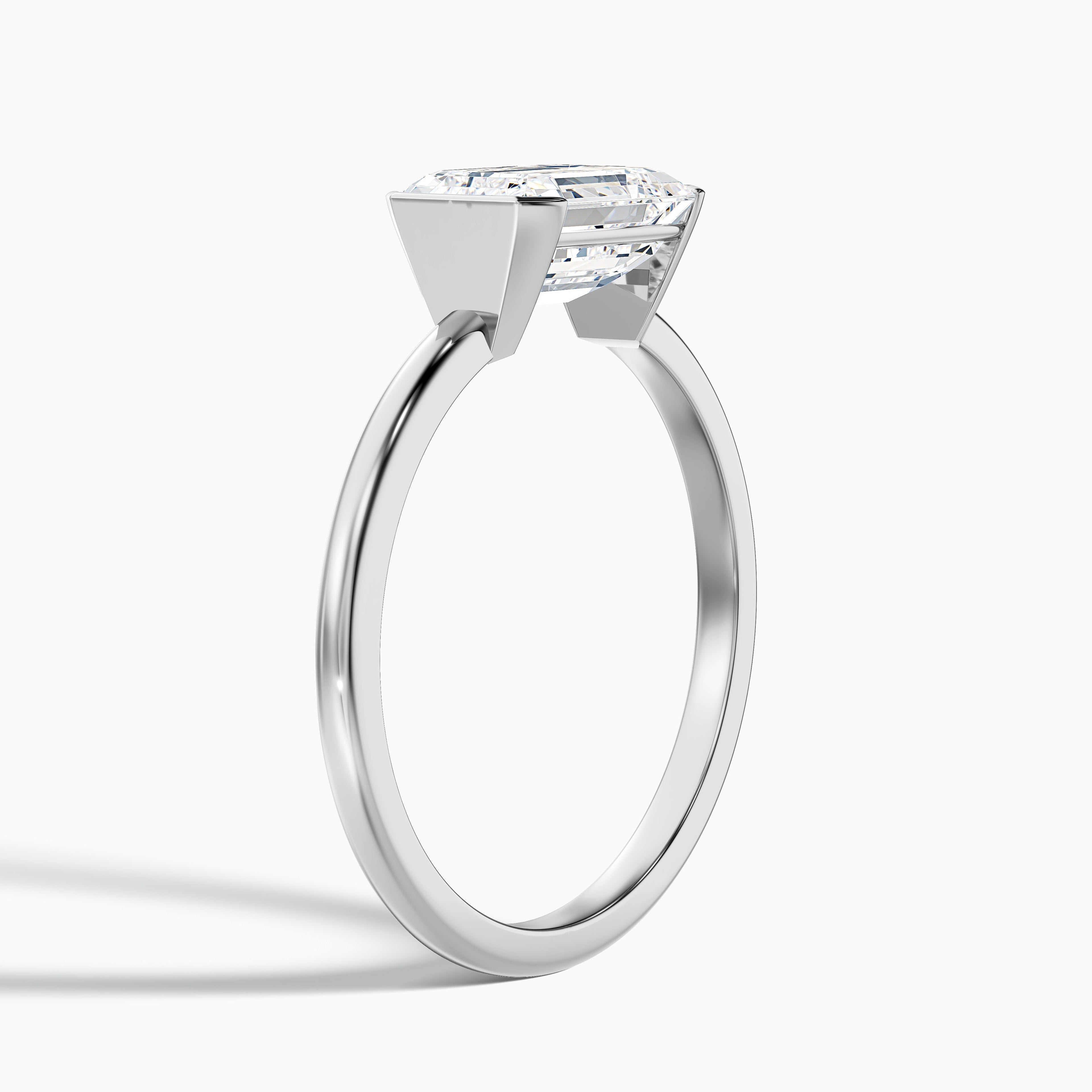 Joie 5 Carat Emerald Cut East West Half Bezel Lab Grown Diamond Ring in 18k Yellow Gold