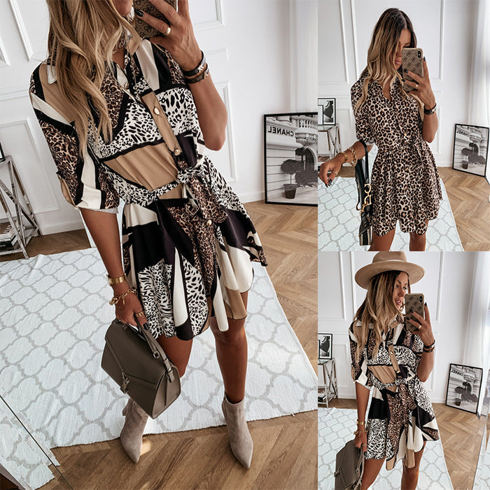 Spring Summer Sexy Print Shirt Dress Women by Ragazza