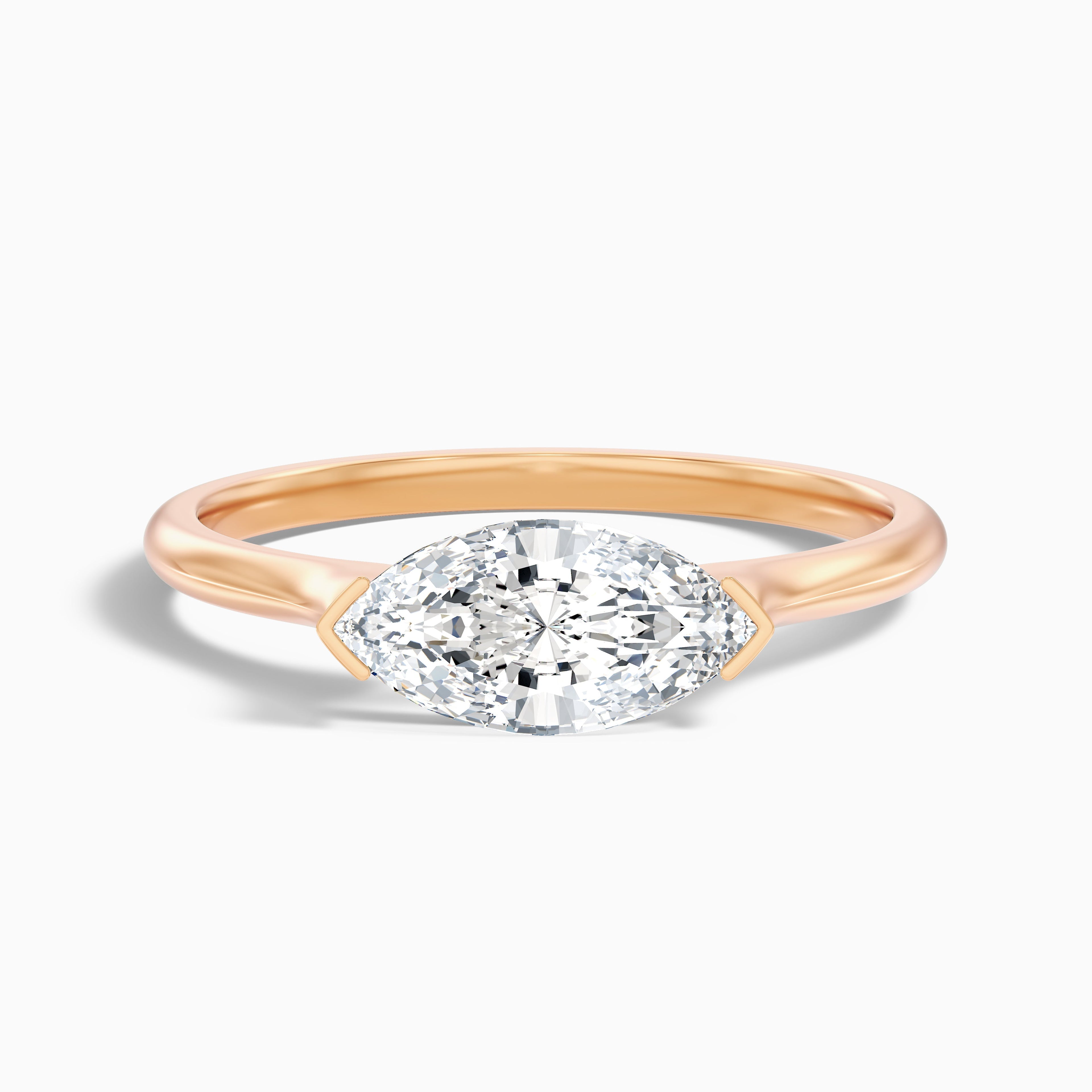 Alva 3 Carat Marquise East West Lab Grown Diamond Engagement Ring in 18k White Gold