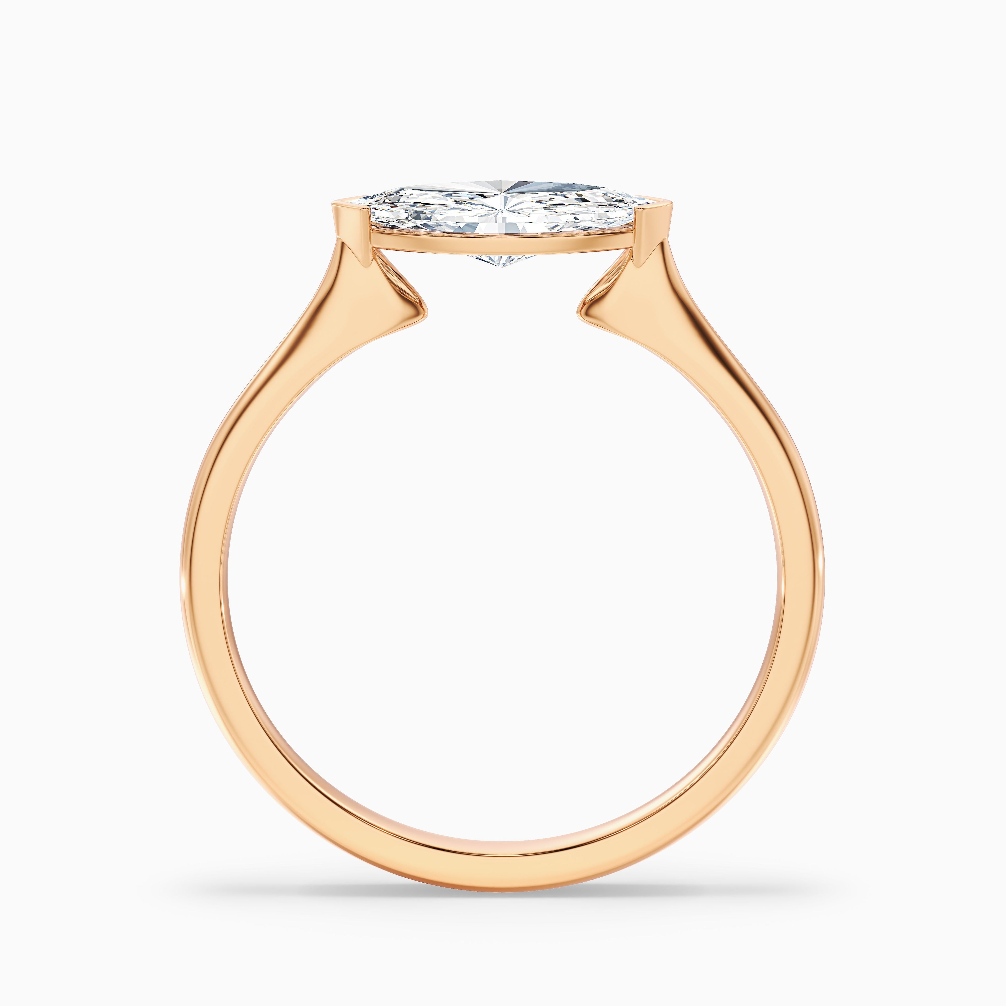 Alva 3 Carat Marquise East West Lab Grown Diamond Engagement Ring in 18k Yellow Gold