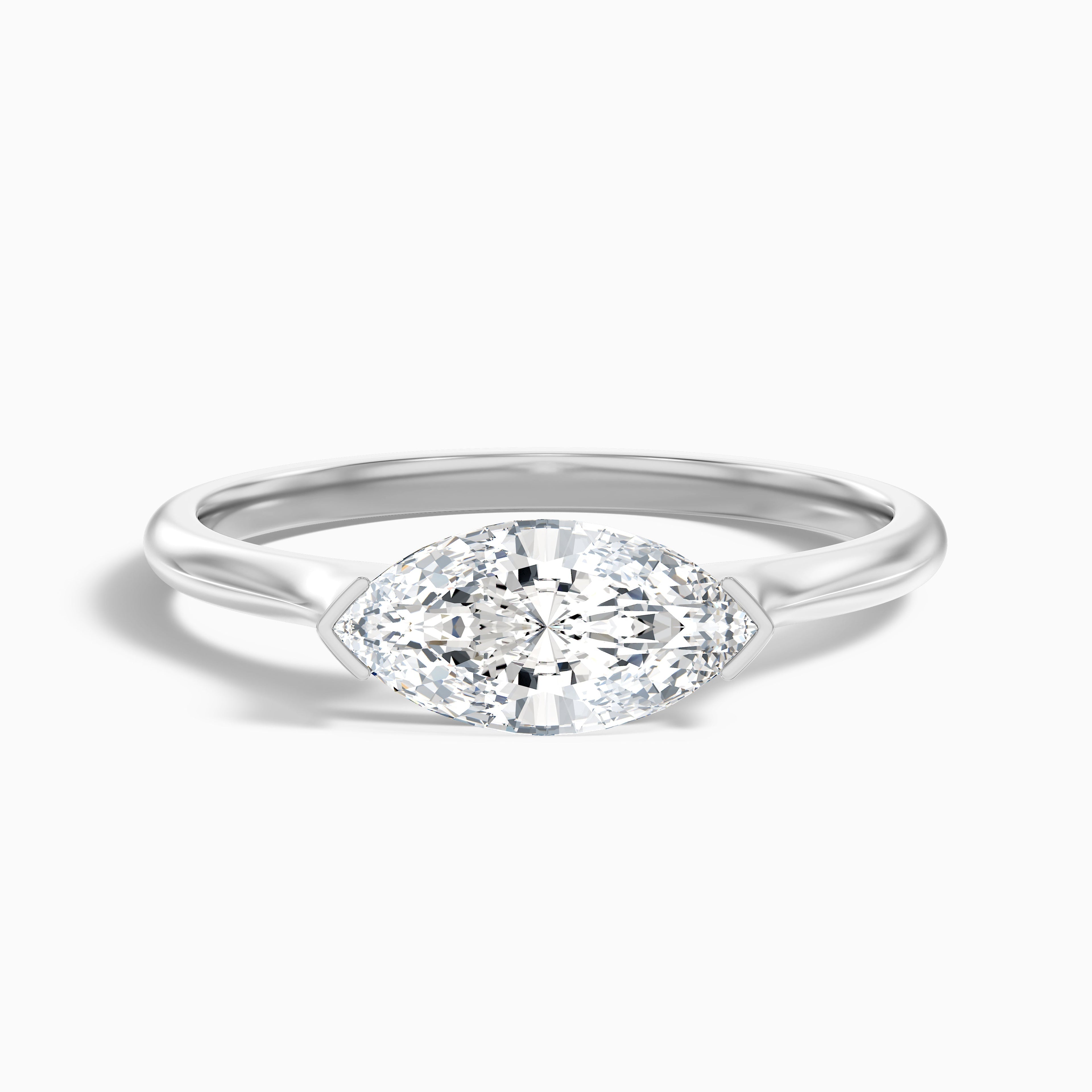 Alva 5 Carat Marquise East West Lab Grown Diamond Engagement Ring in 14k Rose Gold