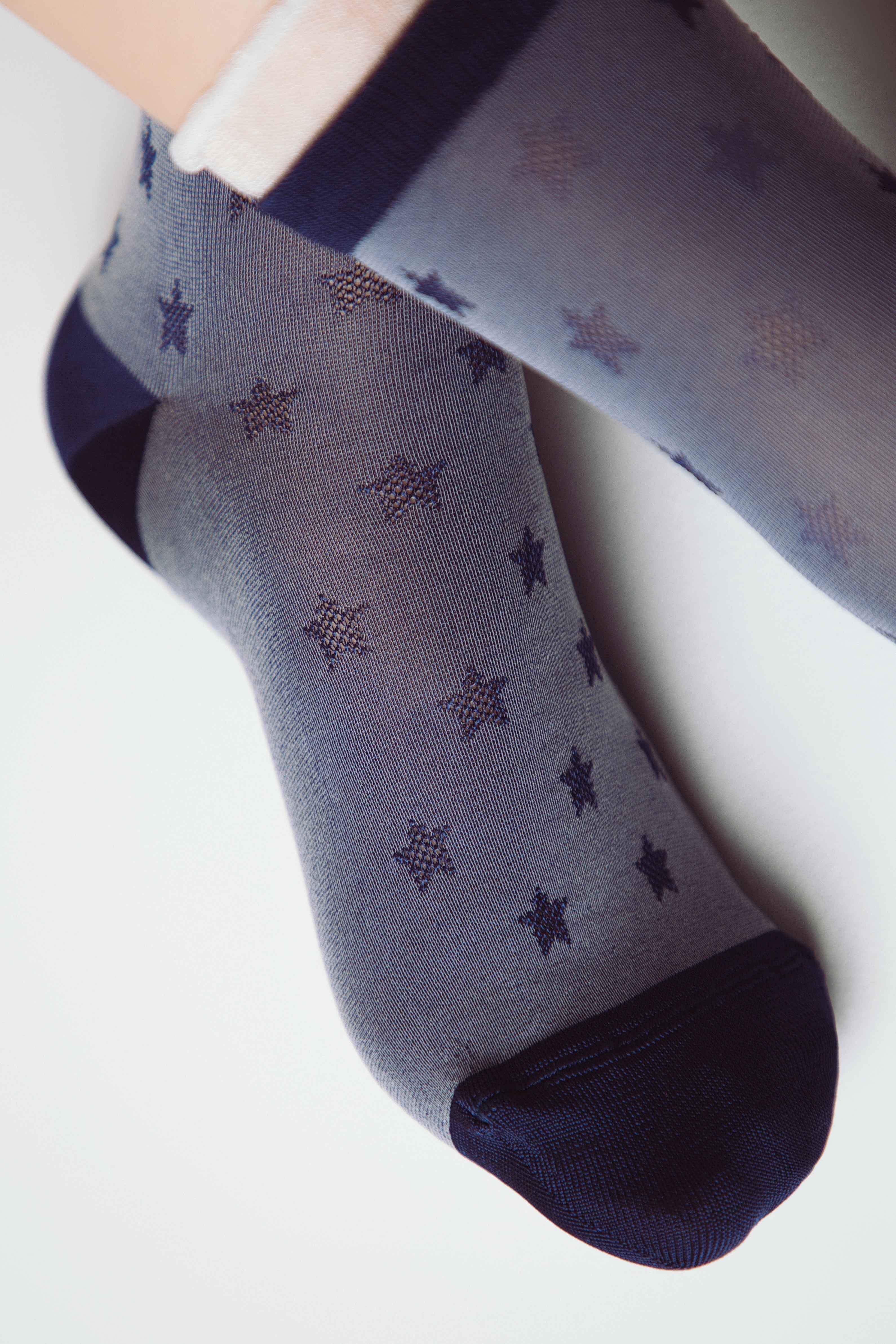 Conte Socks Classic - 491 Glossy Pattern and Decorative Transparent Mesh