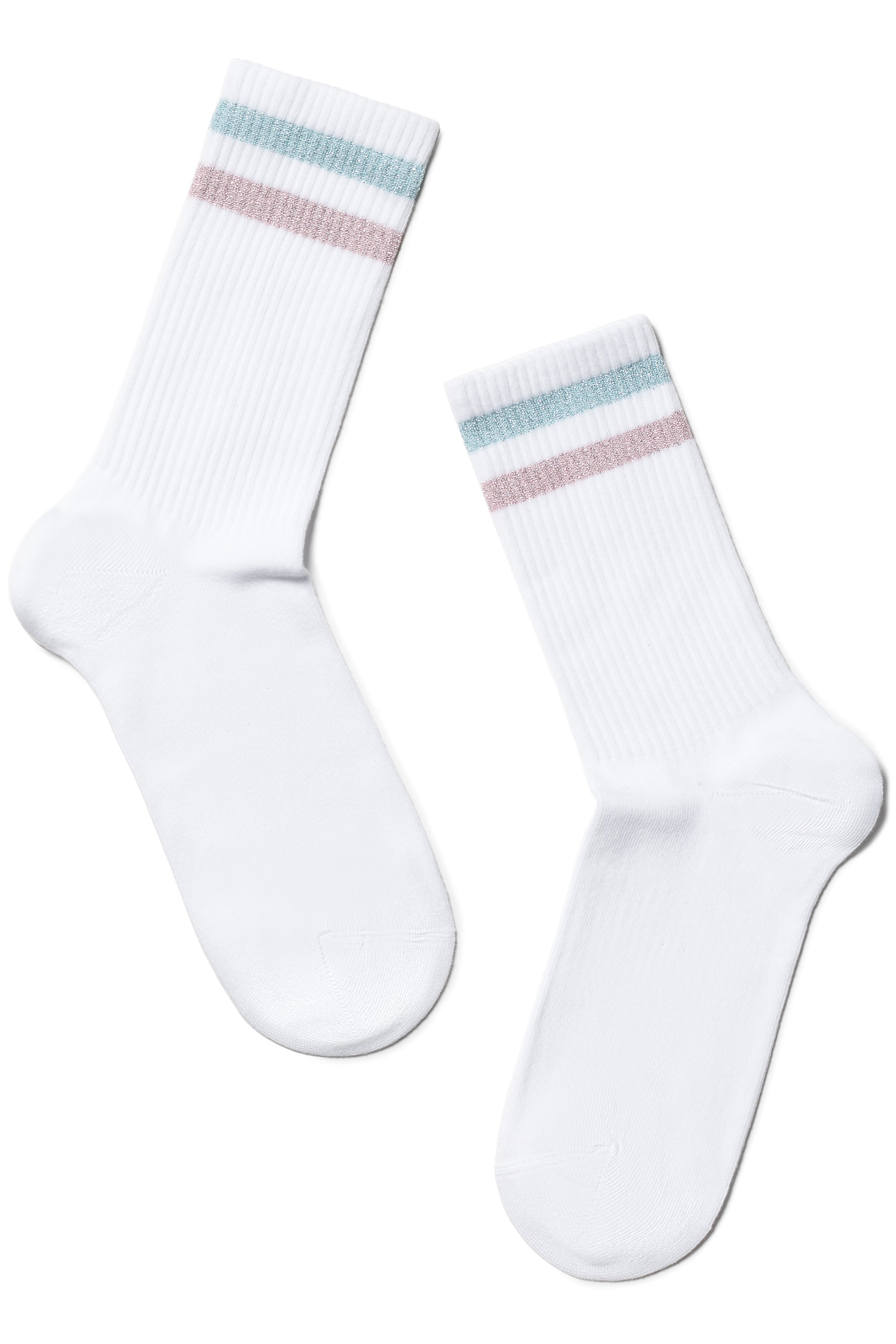 Conte Cotton Long Socks Active 157 - Lurex Stripes - DestGlow
