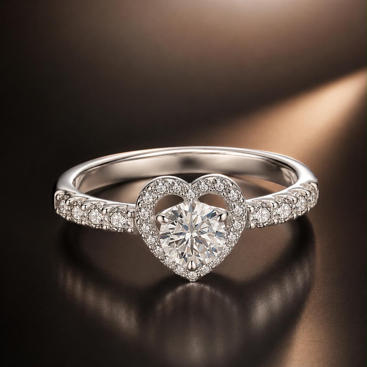 925 Sterling Silver Moissanite 0.5ct Heart Ring for Women Size 6 DestGlow