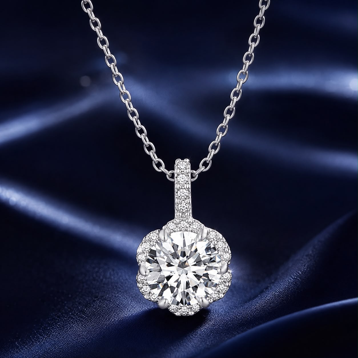 925 Sterling Silver Moissanite Pendant Necklace for Women - 45cm DestGlow