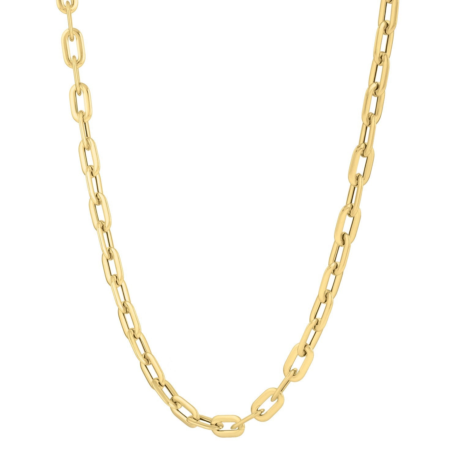 14k Yellow Gold Oval Domed Paperclip Chain Necklace (5.30 mm) by Bids.com