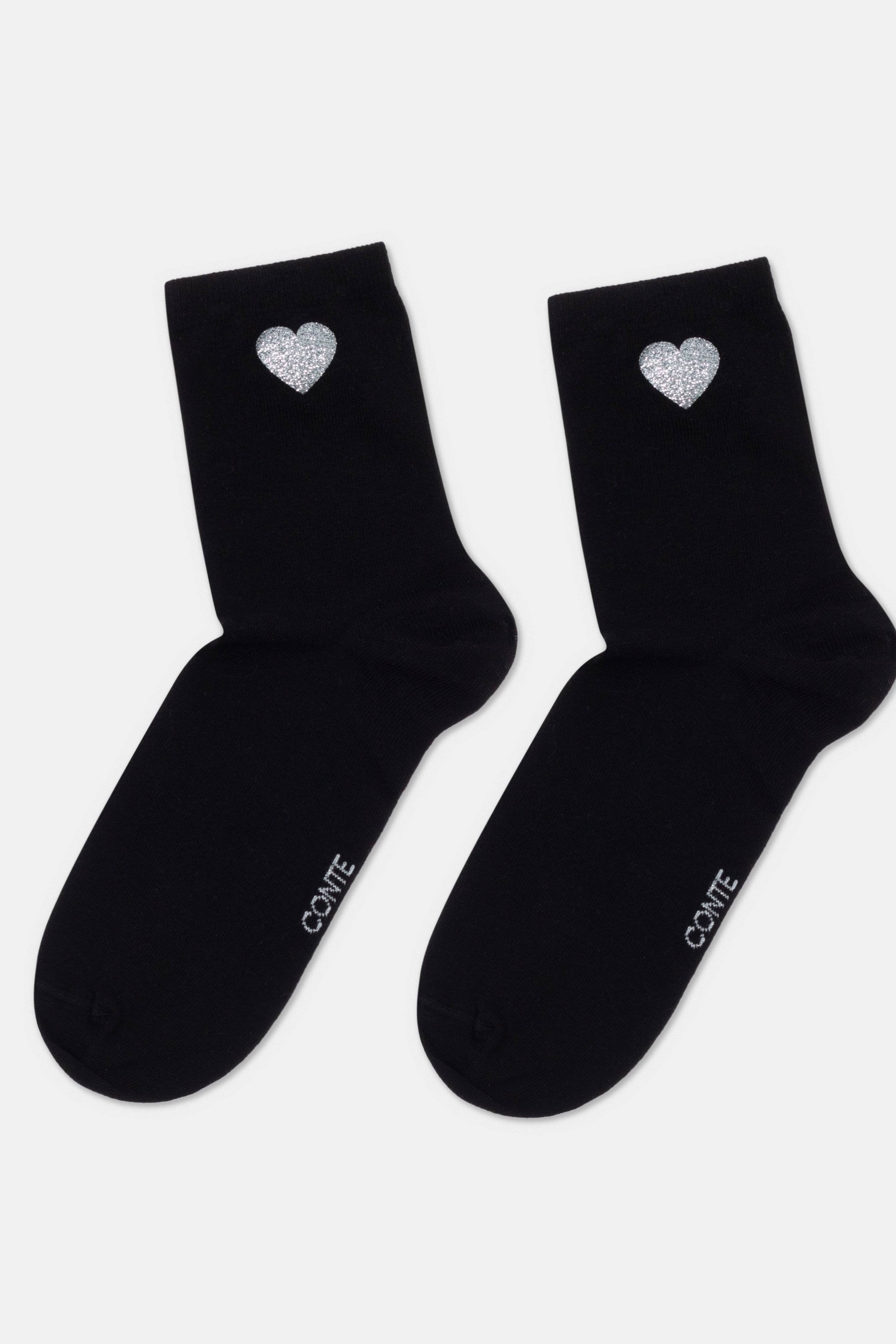 Cotton Socks Conte Classic 427 - Shimmering Heart Pattern - DestGlow