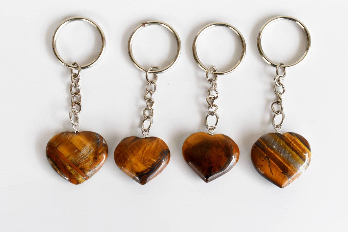 Tiger Eye Key Chain, Gemstone Keychain Crystal Key Ring (Creativity and Intuition). DestGlow