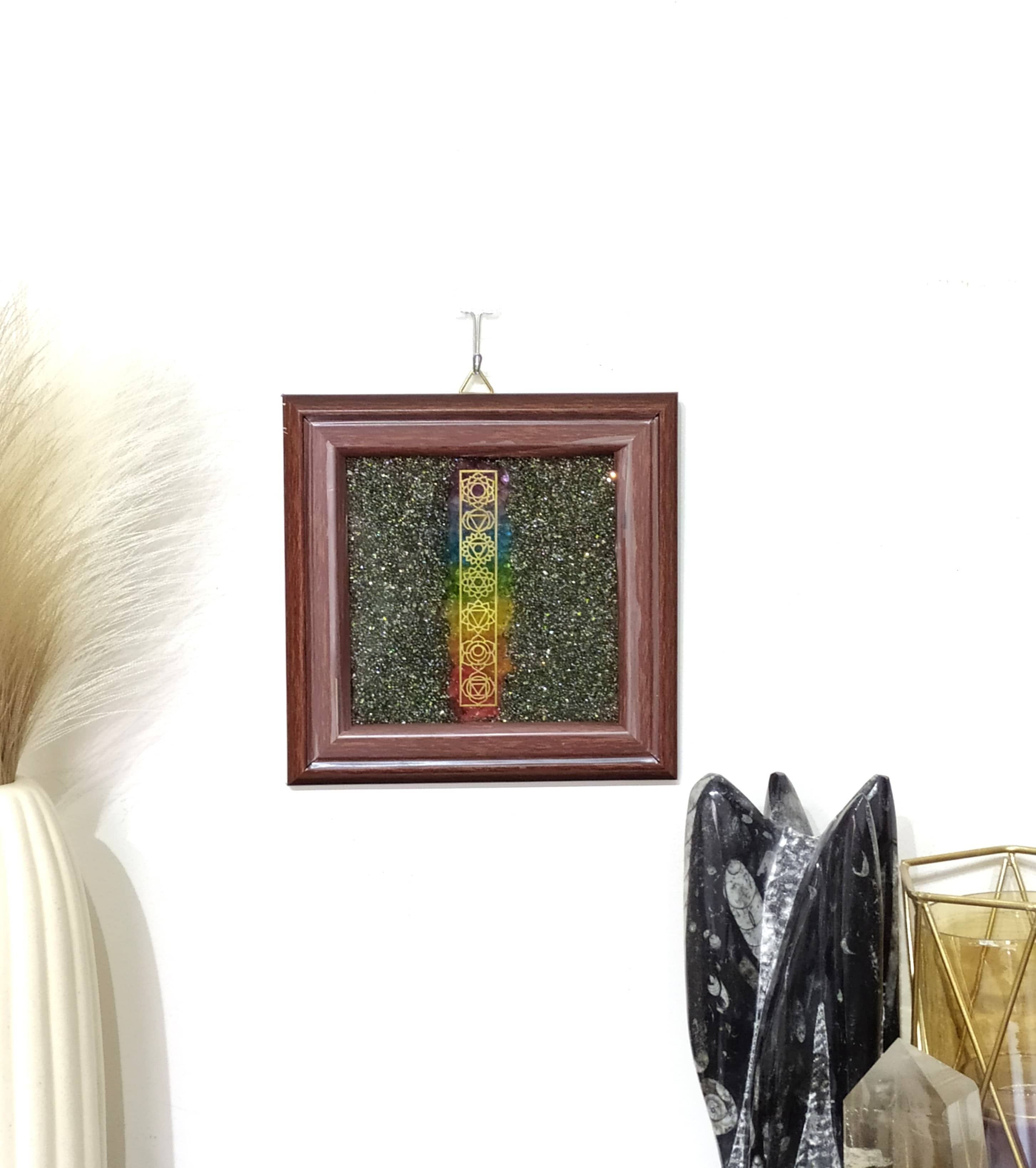 Pyrite Frame Raw Pyrite with 7 Chakra Pyrite Dust Plate DestGlow
