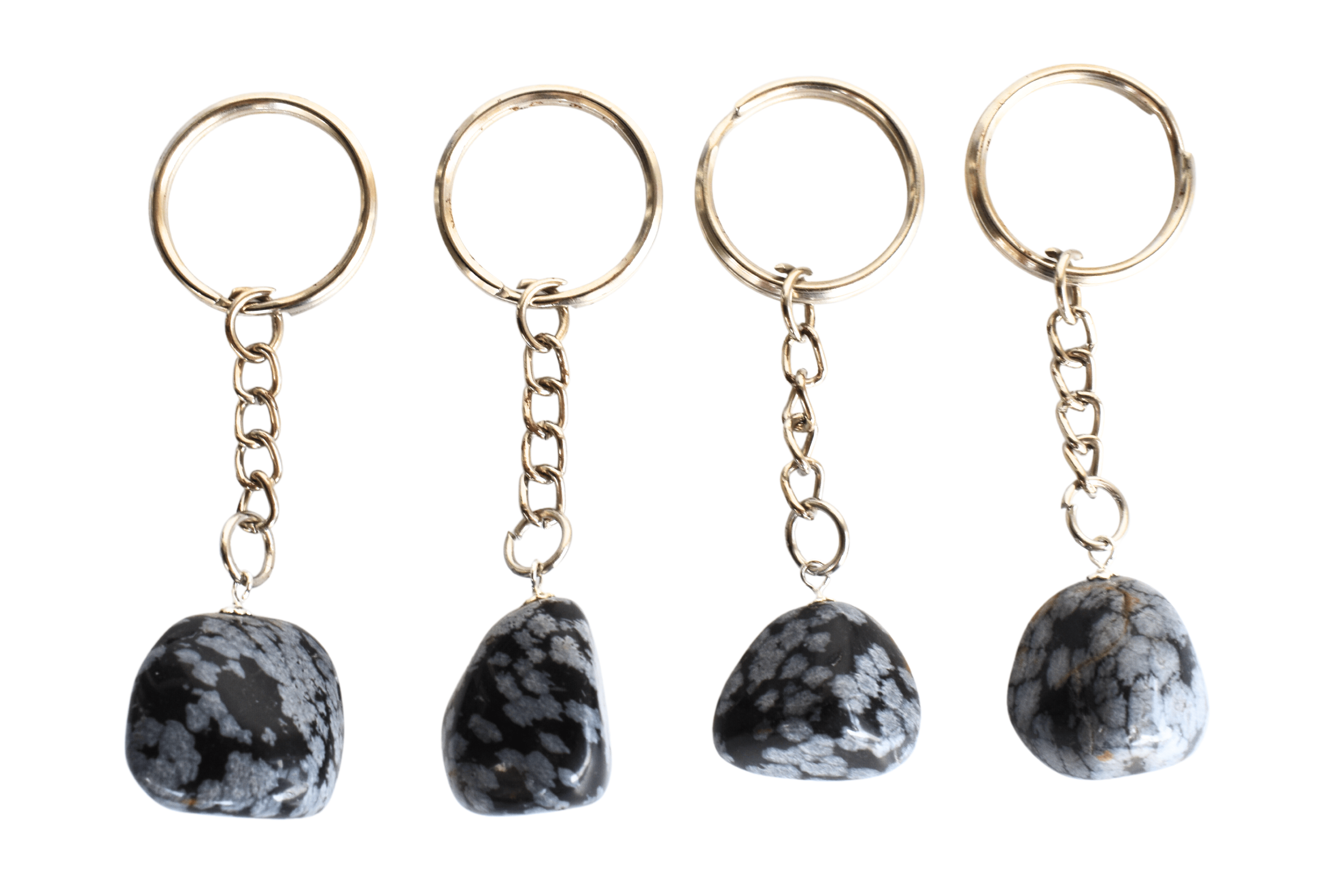 Snowflake Obsidian Key Chain, Gemstone Keychain Crystal Key Ring (Expanded Awareness and Intuition) DestGlow