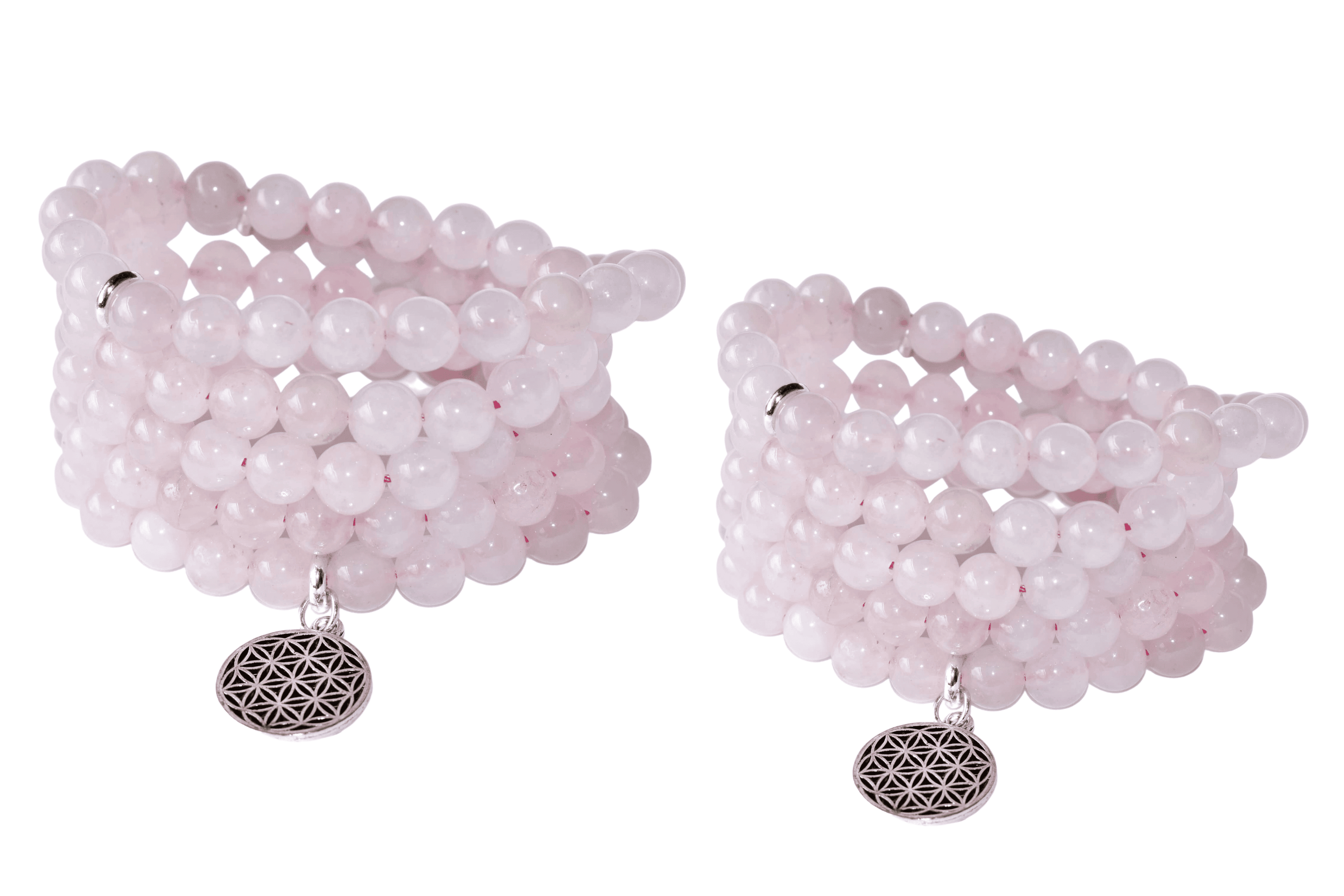 Rose Quartz Beads Mala Bracelet, 108 Prayer Beads Necklace (Love and Inner Peace) DestGlow