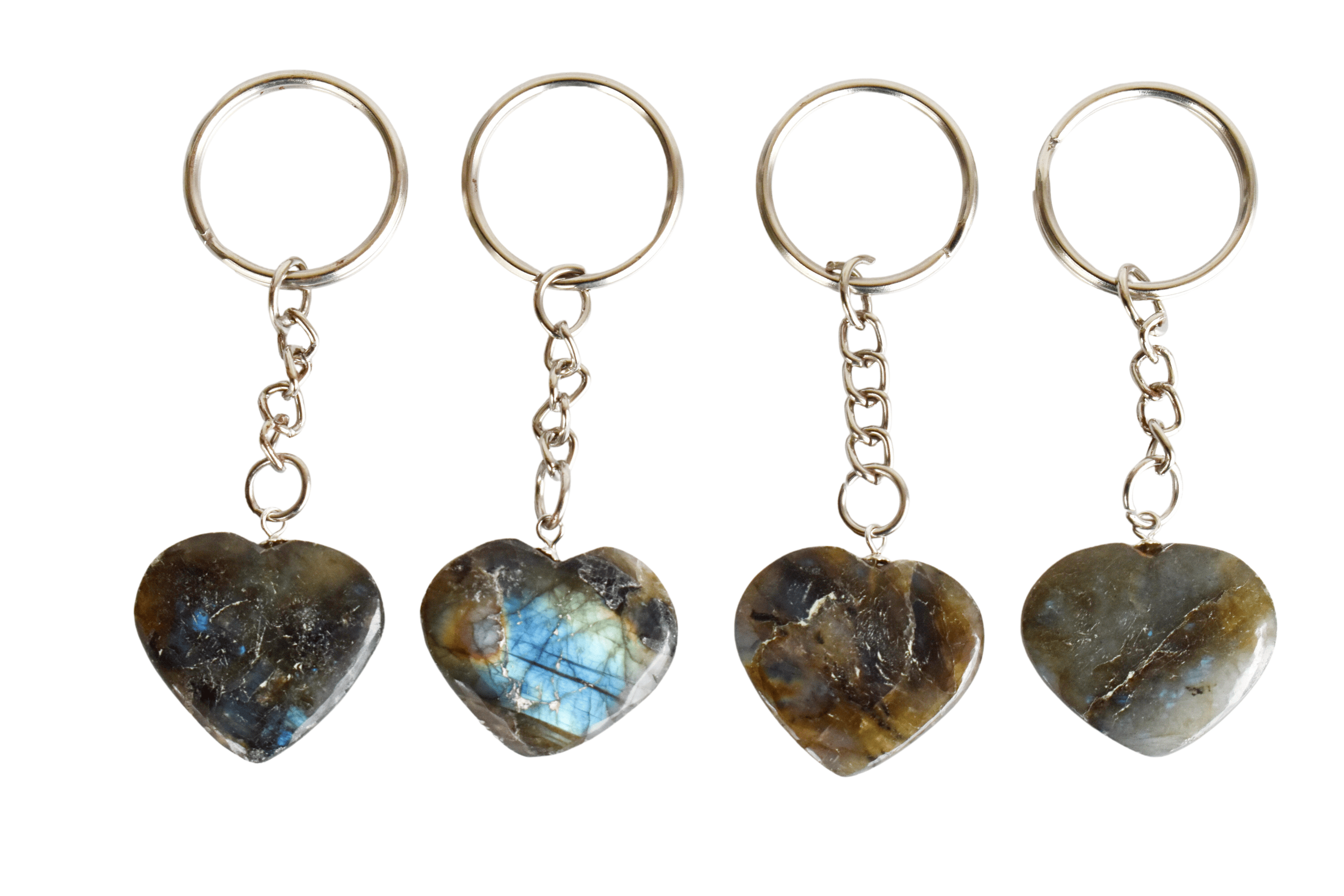 Labradorite Key Chain, Gemstone Keychain Crystal Key Ring (Expanded Awareness and Intuition) DestGlow