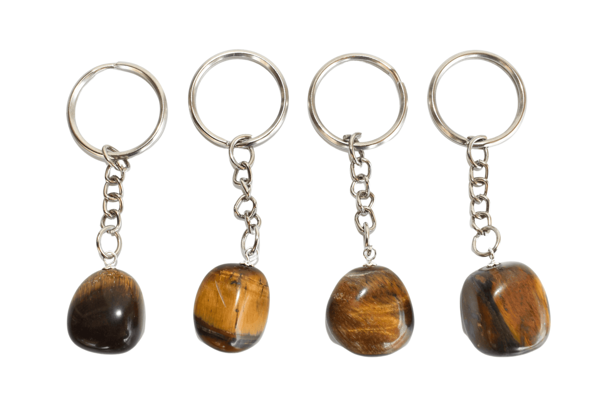 Tiger Eye Key Chain, Gemstone Keychain Crystal Key Ring (Creativity and Intuition). DestGlow