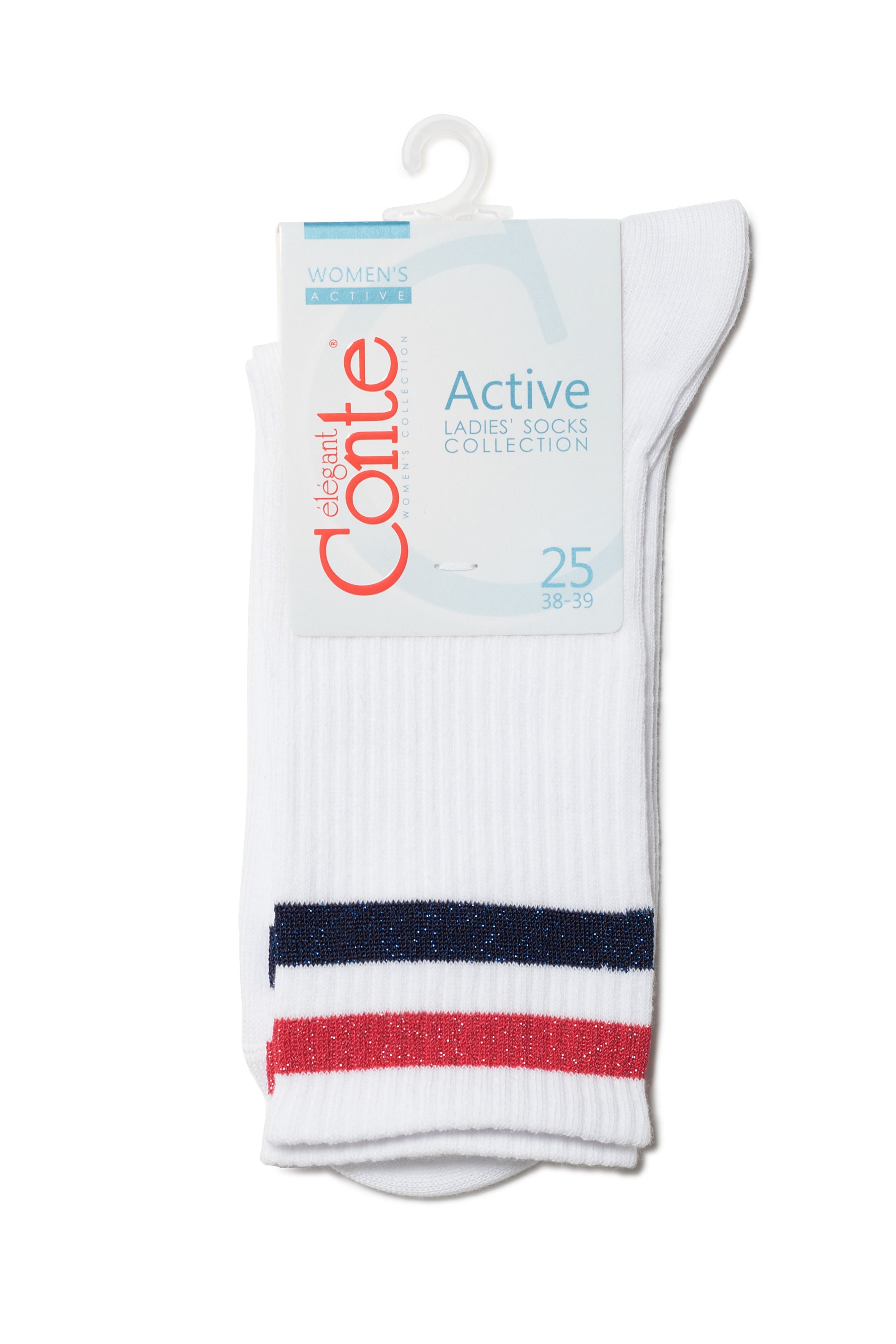 Conte Cotton Long Socks Active 157 - Lurex Stripes - DestGlow