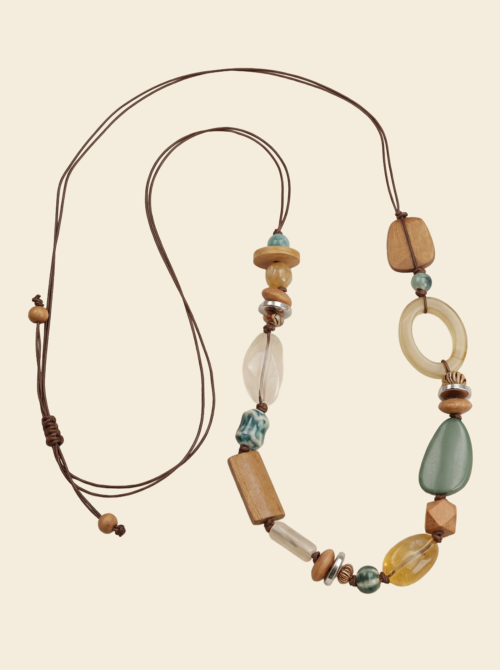 Bohemian Mixed Bead Long Pendant Necklace DestGlow