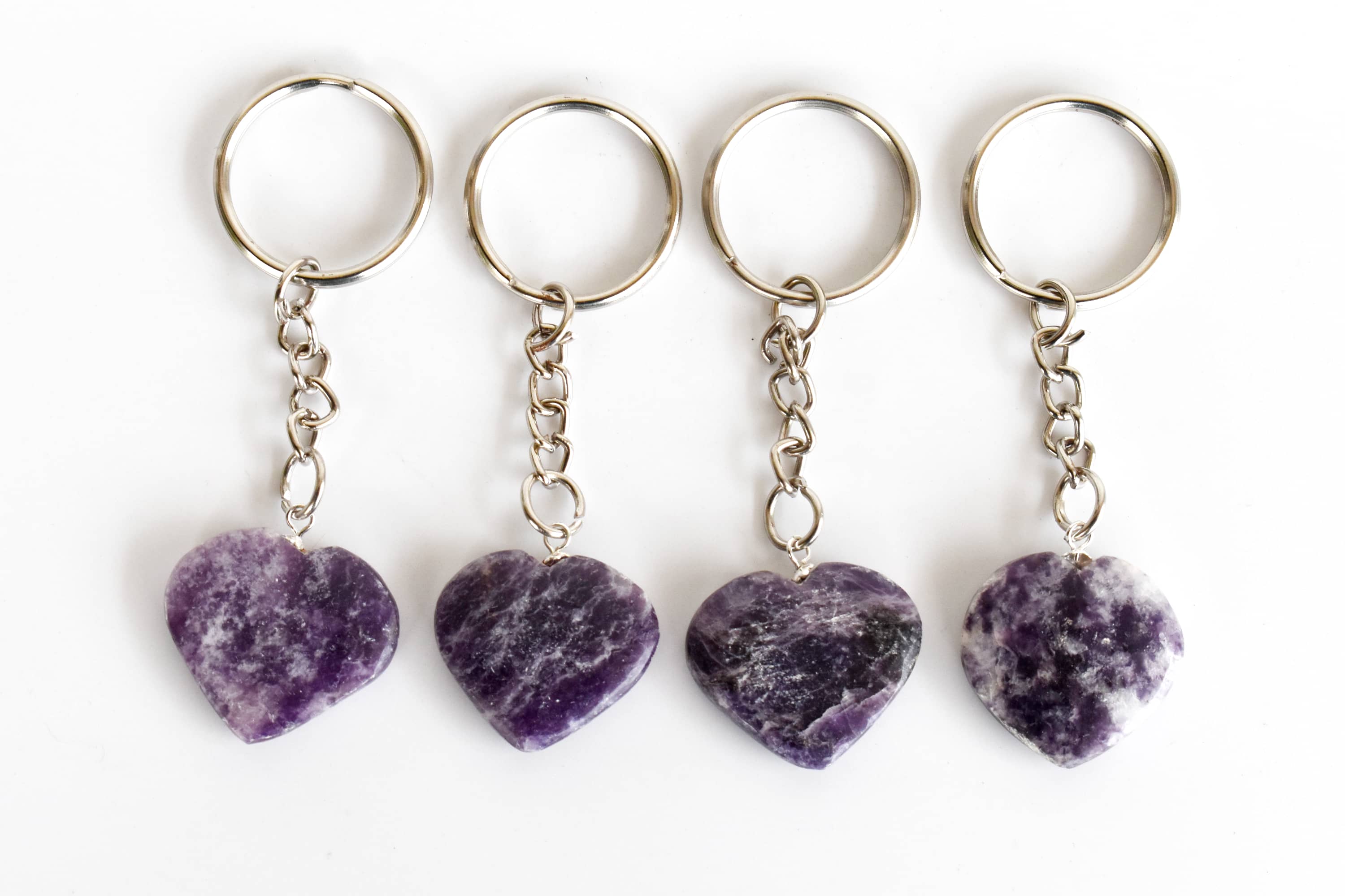 Lepidolite Key Chain, Gemstone Keychain Crystal Key Ring (Joy and Relaxation) DestGlow