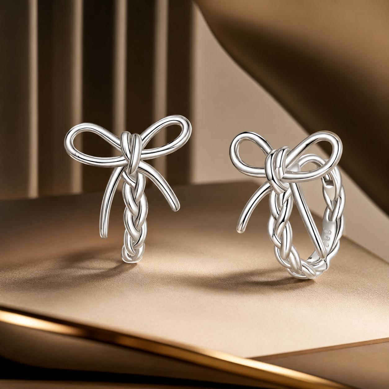 925 Sterling Silver Earrings with White Gold Plating for Women DestGlow