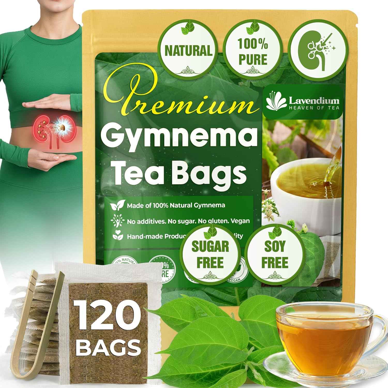 Premium Gymnema Leaf Tea Bags for Diabetics, 100% Natural & Pure from Gymnema Leaves.