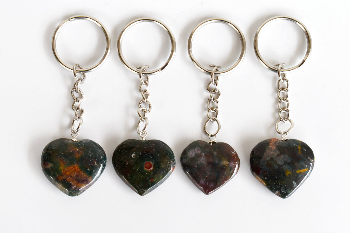 Bloodstone Key Chain, Gemstone Keychain Crystal Key Ring (Altruism and Cleansing)Â DestGlow
