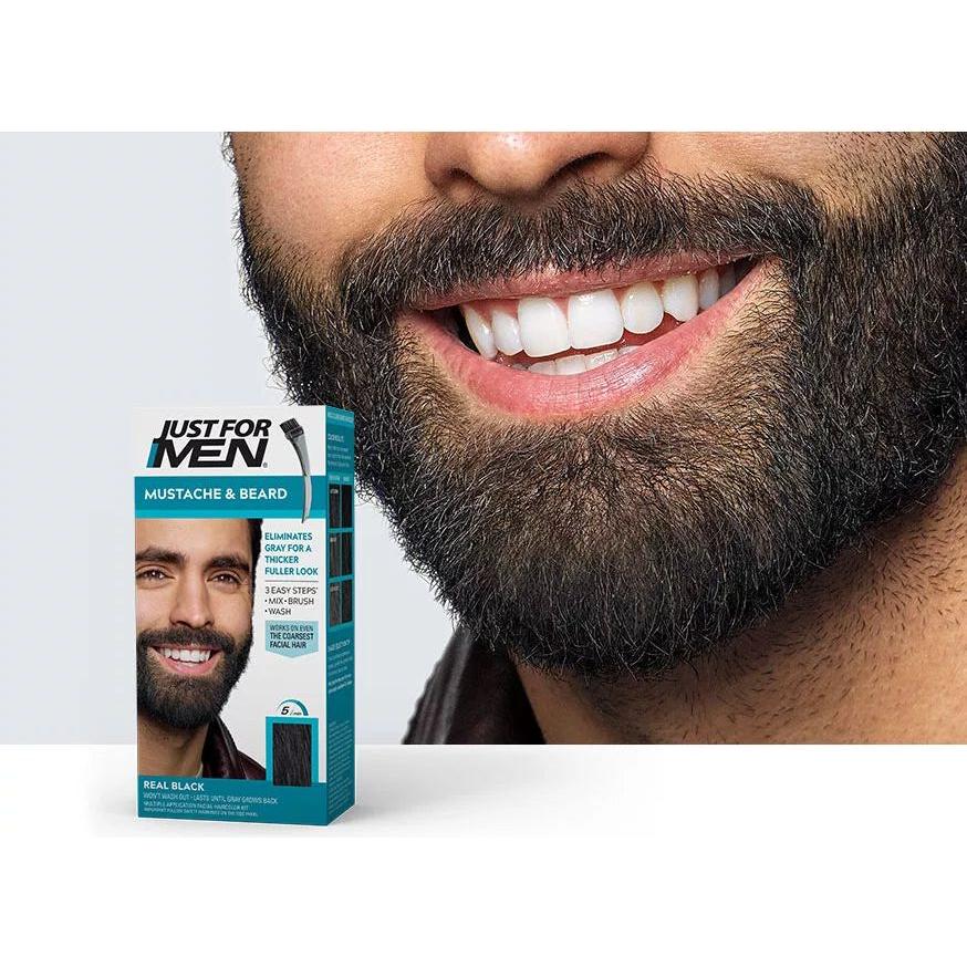 Just For Men Brush-In Color Gel for Mustache & Beard, Real Black M-55 / 0.5 Oz by Pasteur Pharmacy