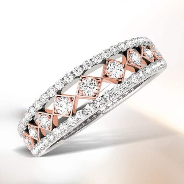 14k White And Rose Gold Diamond Band (3/8 cttw) by Bids.com