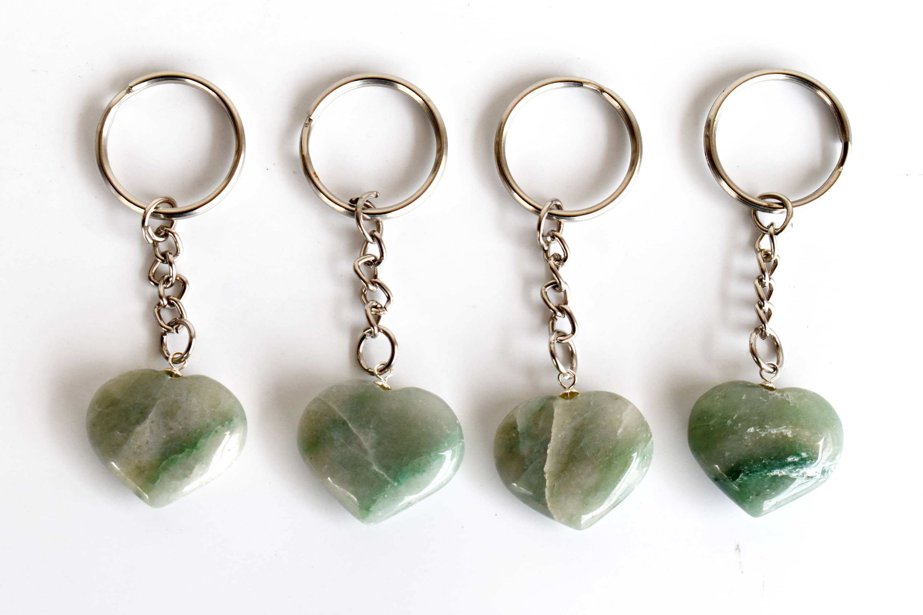 Green Aventurine Key Chain, Gemstone Keychain Crystal Key Ring (Attraction and Cleansing)Â DestGlow