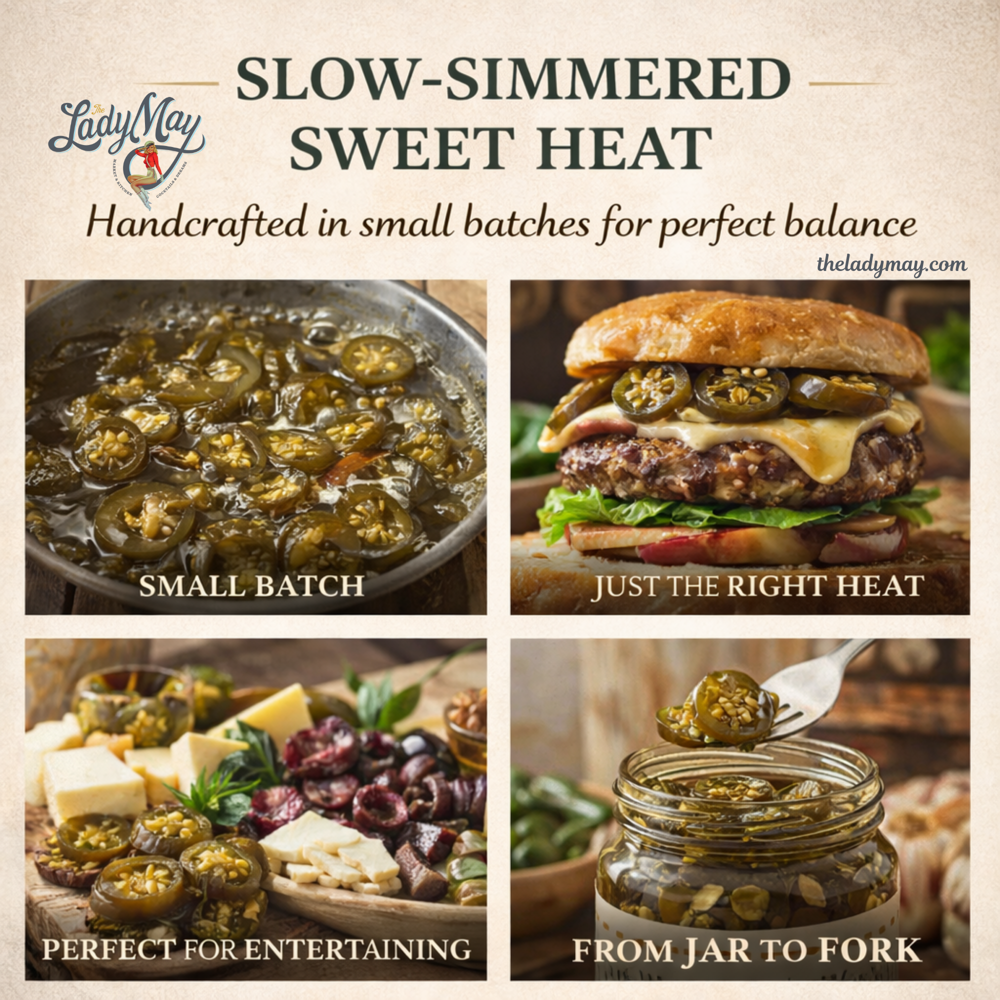 Sweet Heat Candied Jalapeños 2 pack – The Lady May’s Small-Batch Cowboy Candy | Sweet & Spicy Pickled Jalapeños in 24oz Glass Jar by The Lady May