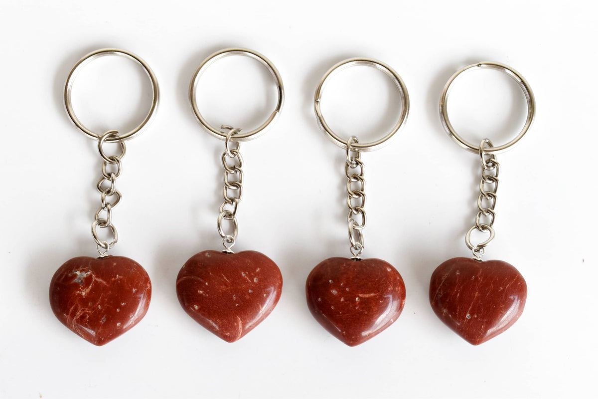 Red Jasper Key Chain, Gemstone Keychain Crystal Key Ring (Generosity and Balance)Â DestGlow