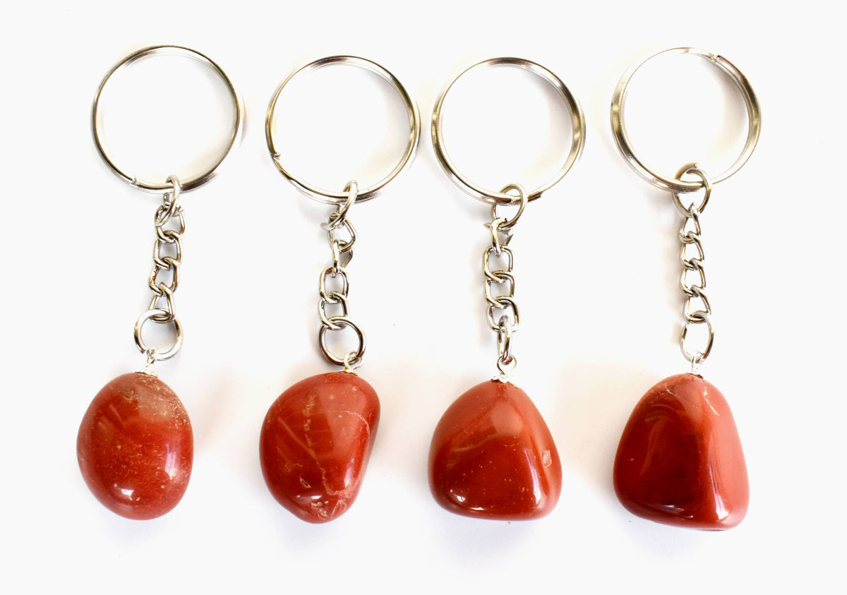 Red Jasper Key Chain, Gemstone Keychain Crystal Key Ring (Generosity and Balance)Â DestGlow