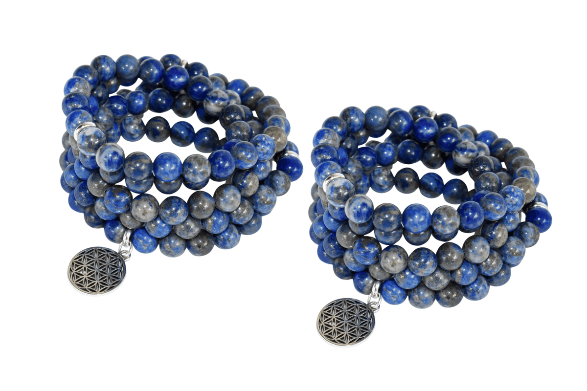 Lapis Lazuli Beads Mala Bracelet, 108 Prayer Beads Necklace (Truth and Confidence)Â DestGlow