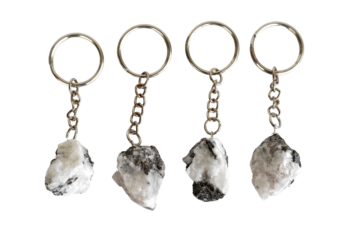 Rainbow Moonstone Key Chain, Gemstone Keychain Crystal Key Ring (Growth and Inspiration )Â DestGlow