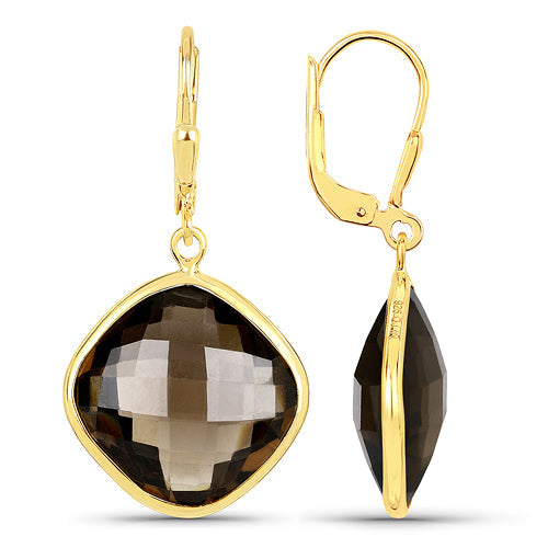 21.40 Carat Genuine Smoky Quartz .925 Sterling Silver Earrings by Bids.com