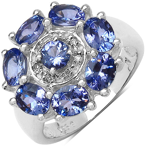 2.58 Carat Genuine Tanzanite & White Topaz .925 Sterling Silver Ring by Bids.com