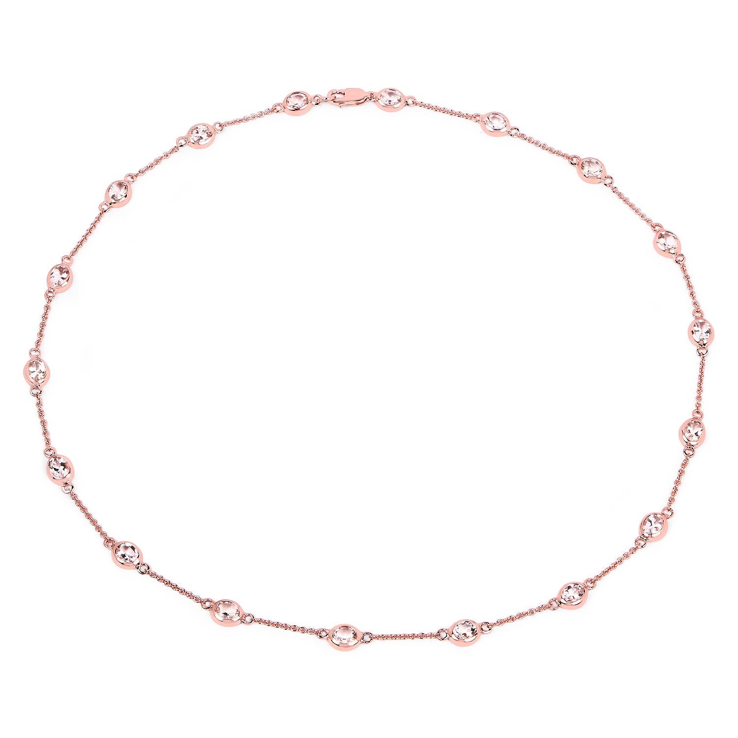 14K Rose Gold Plated 4.50 Carat Genuine Morganite .925 Sterling Silver Necklace DestGlow