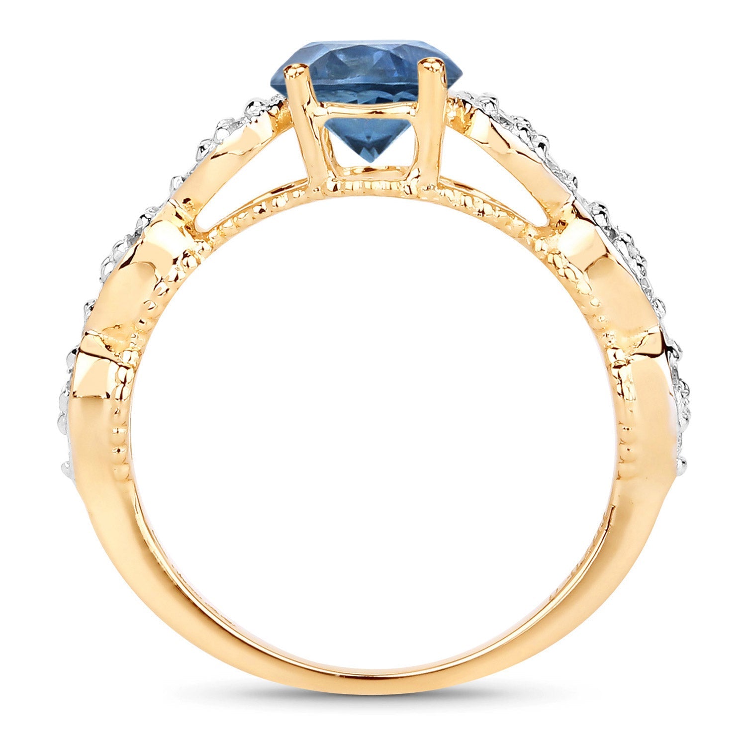1.27 Carat Genuine Blue Sapphire and White Diamond 14K Yellow Gold Ring by Bids.com
