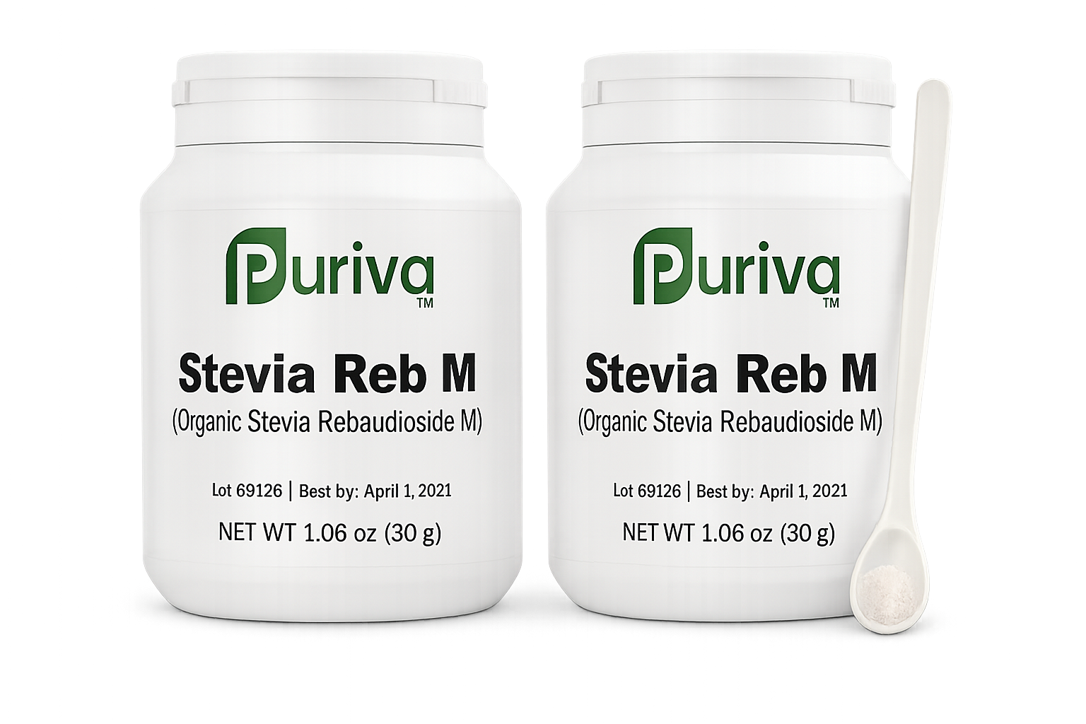 Stevia Reb M powder, (Reb-M | Rebaudioside M), 60 grams | 2,000 servings, Puriva Nutrition by Puriva Nutrition