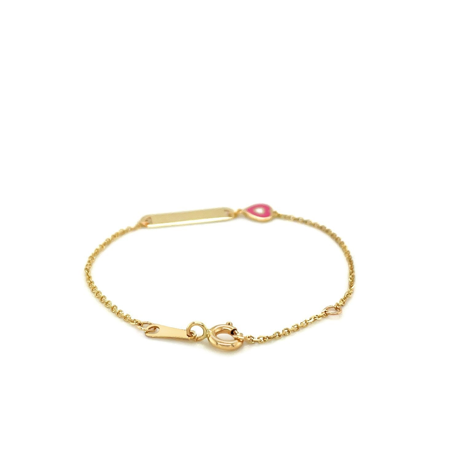 14k Yellow Gold 5 1/2 inch Childrens ID Bracelet with Enameled Heart by Bids.com