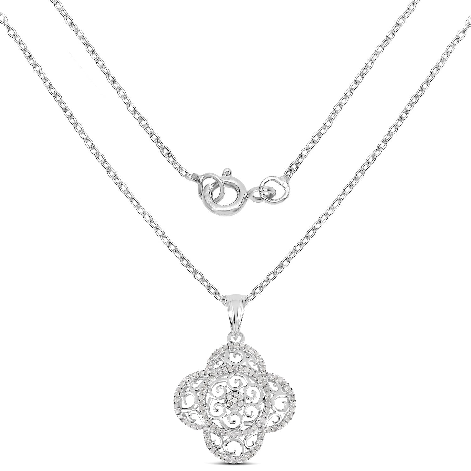 0.57 Carat Genuine White Diamond .925 Sterling Silver Pendant by Bids.com