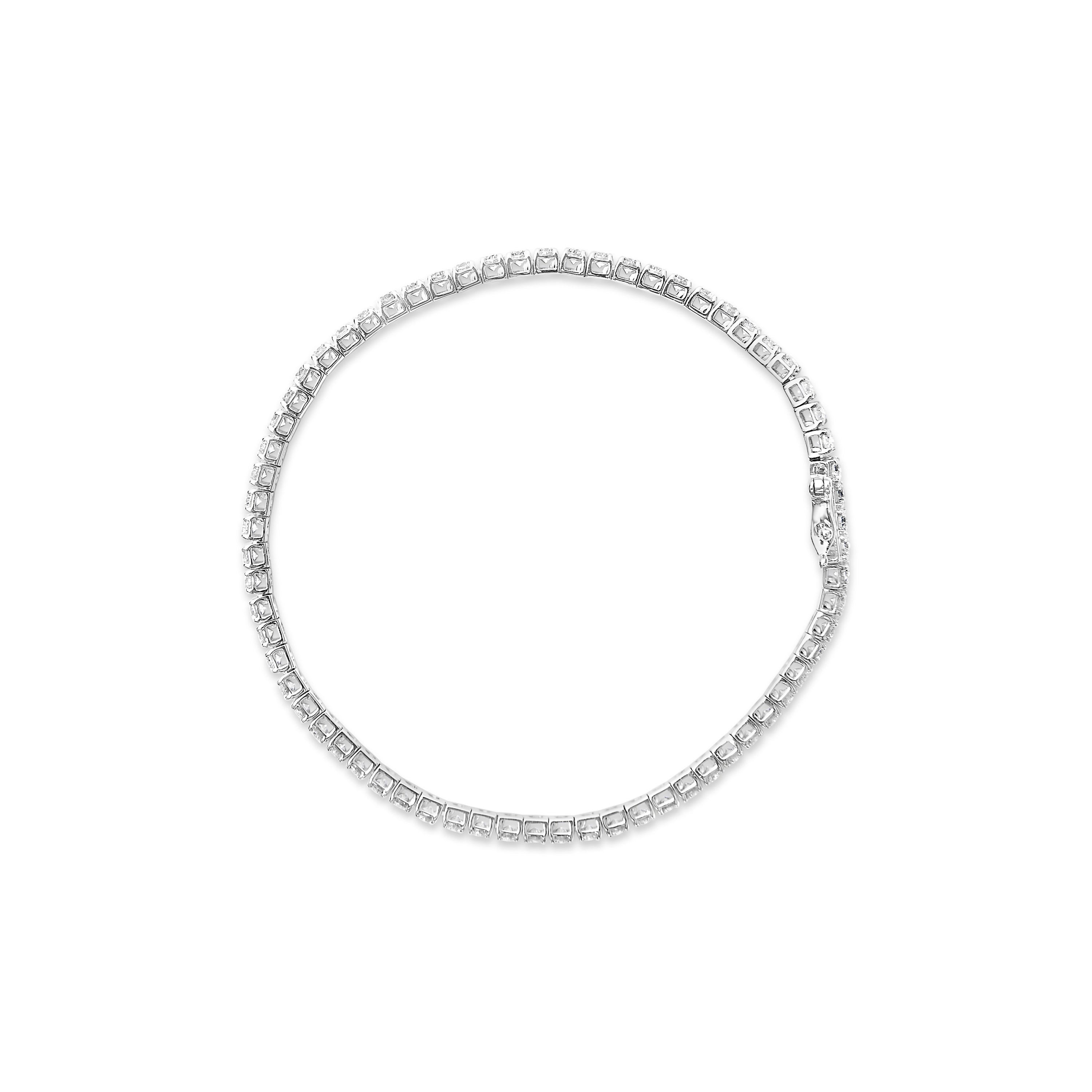 14K White Gold 4.0 Cttw Classic Lab-Grown Diamond Tennis Bracelet (F-G Color, VS2-SI1 Clarity) - 7" Inches DestGlow